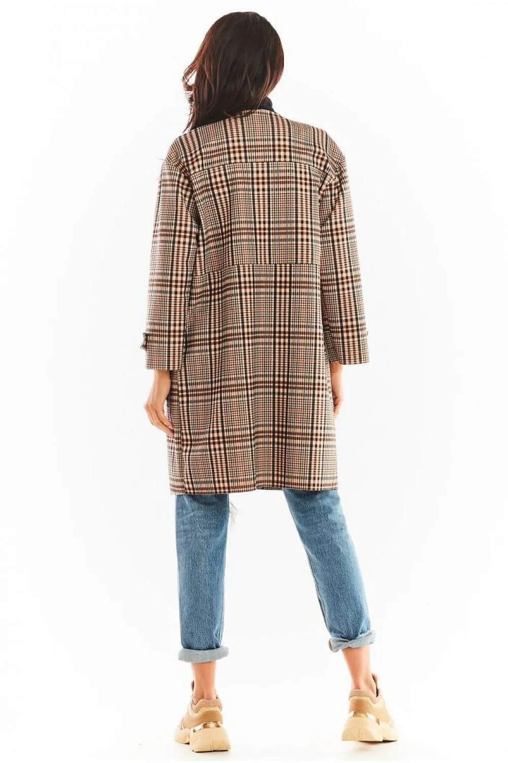 Tailored Check Coat with Pockets