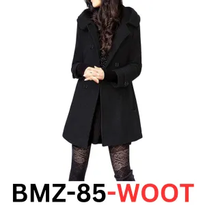 Tanming Women's Warm Double Breasted Wool Pea Coat Trench Coat Jacket- Hood, XXL