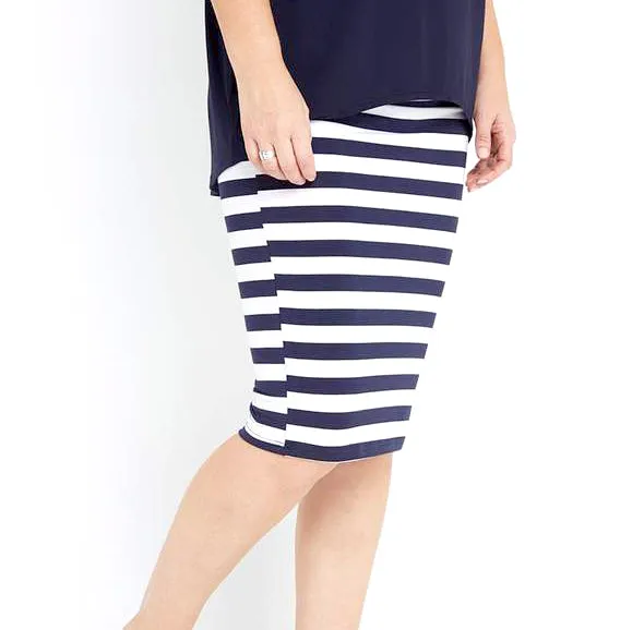 TANYA Navy/White Stripe Bamboo Skirt 1