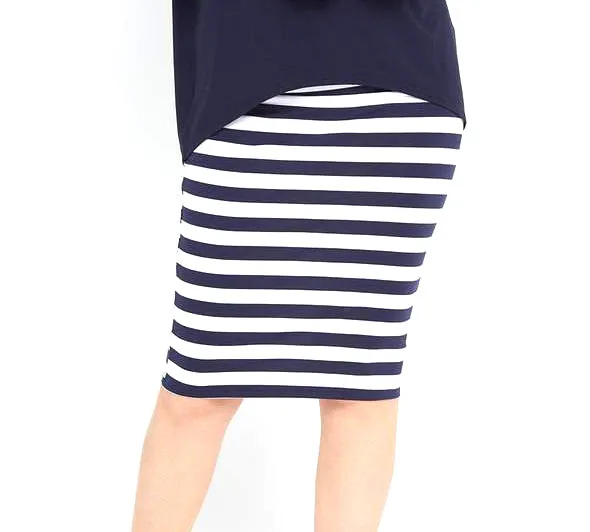 TANYA Navy/White Stripe Bamboo Skirt 1