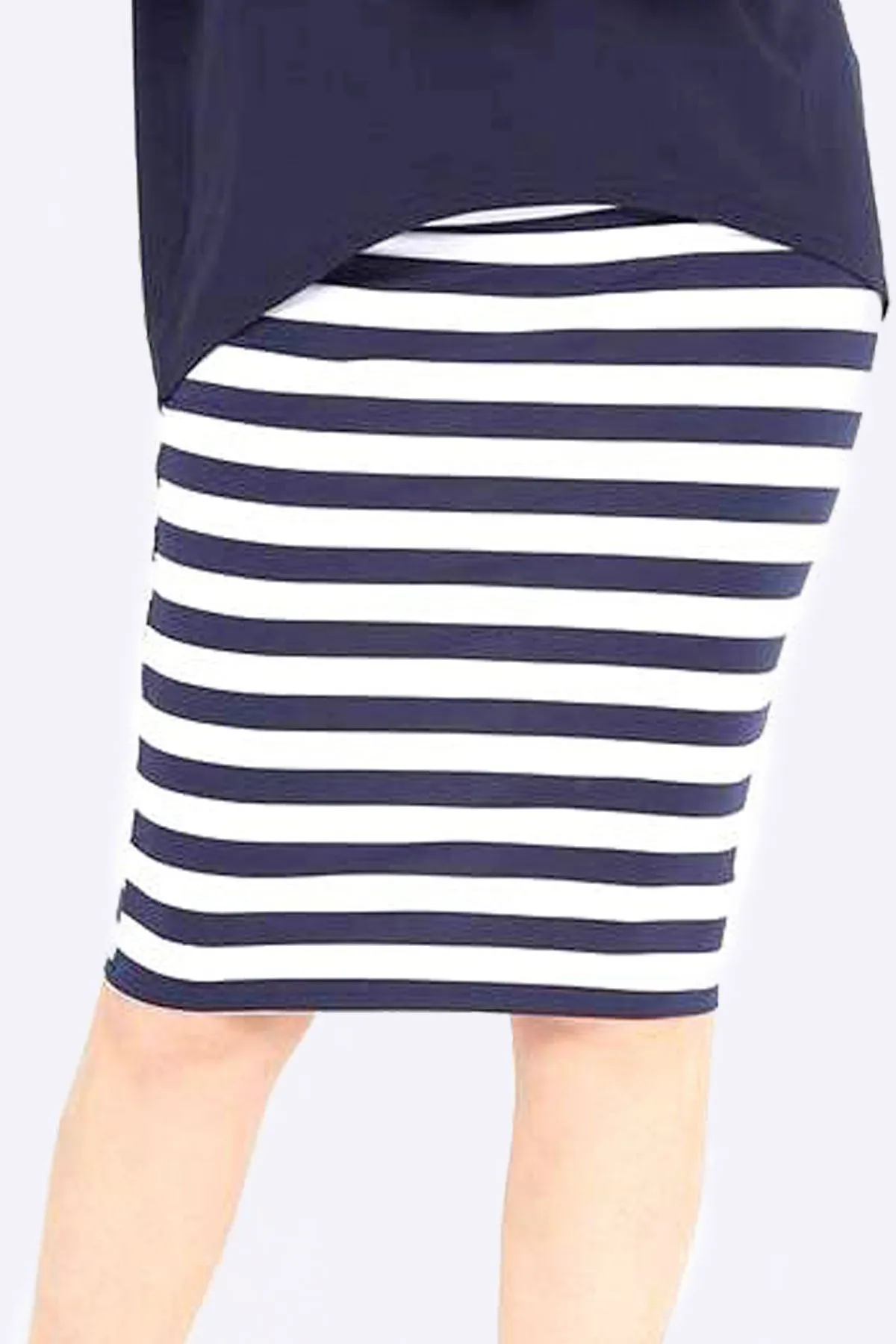 TANYA Navy/White Stripe Bamboo Skirt 1
