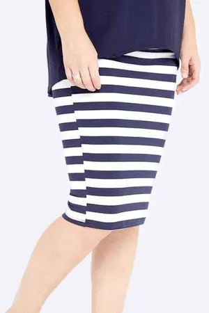 TANYA Navy/White Stripe Bamboo Skirt 1