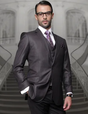 TAZZA H. CHARCOAL BIG & TALL REGULAR FIT 3 PC SUIT