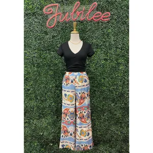 Tegan Blue Mix Wide Leg Pants