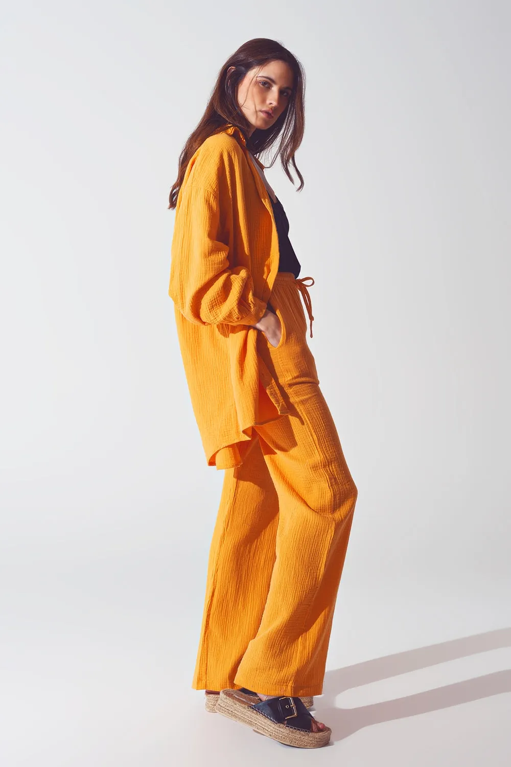 Textured Loose Fit Shirt in Orange