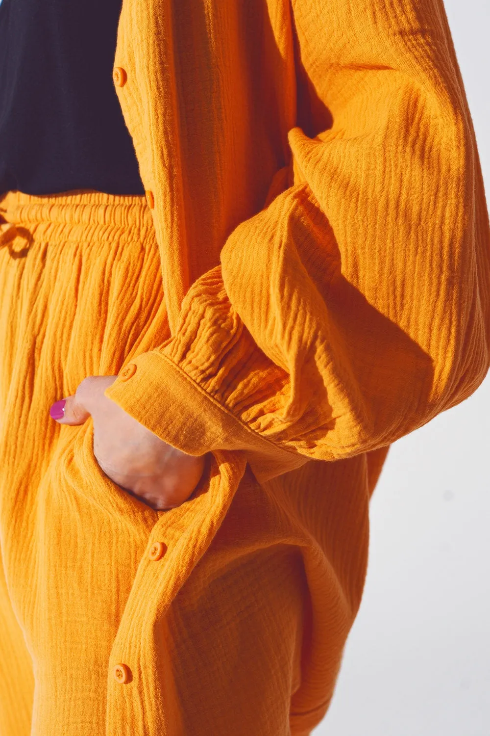 Textured Loose Fit Shirt in Orange