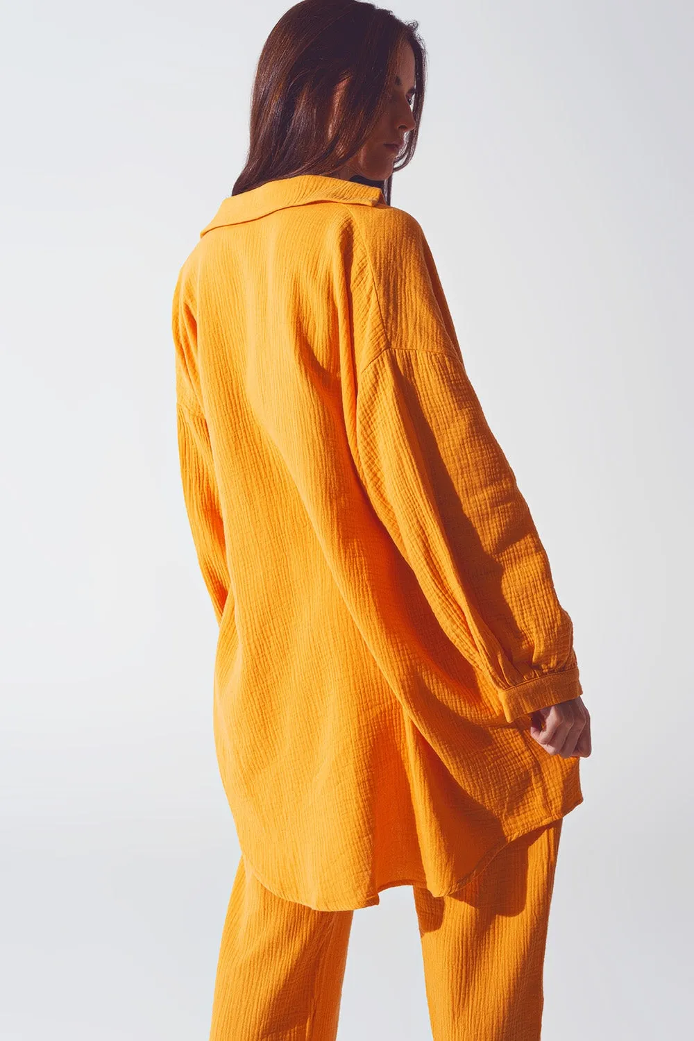 Textured Loose Fit Shirt in Orange