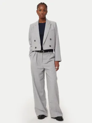 The Emma Recycled Wool Wide Leg Pant in Light Grey
