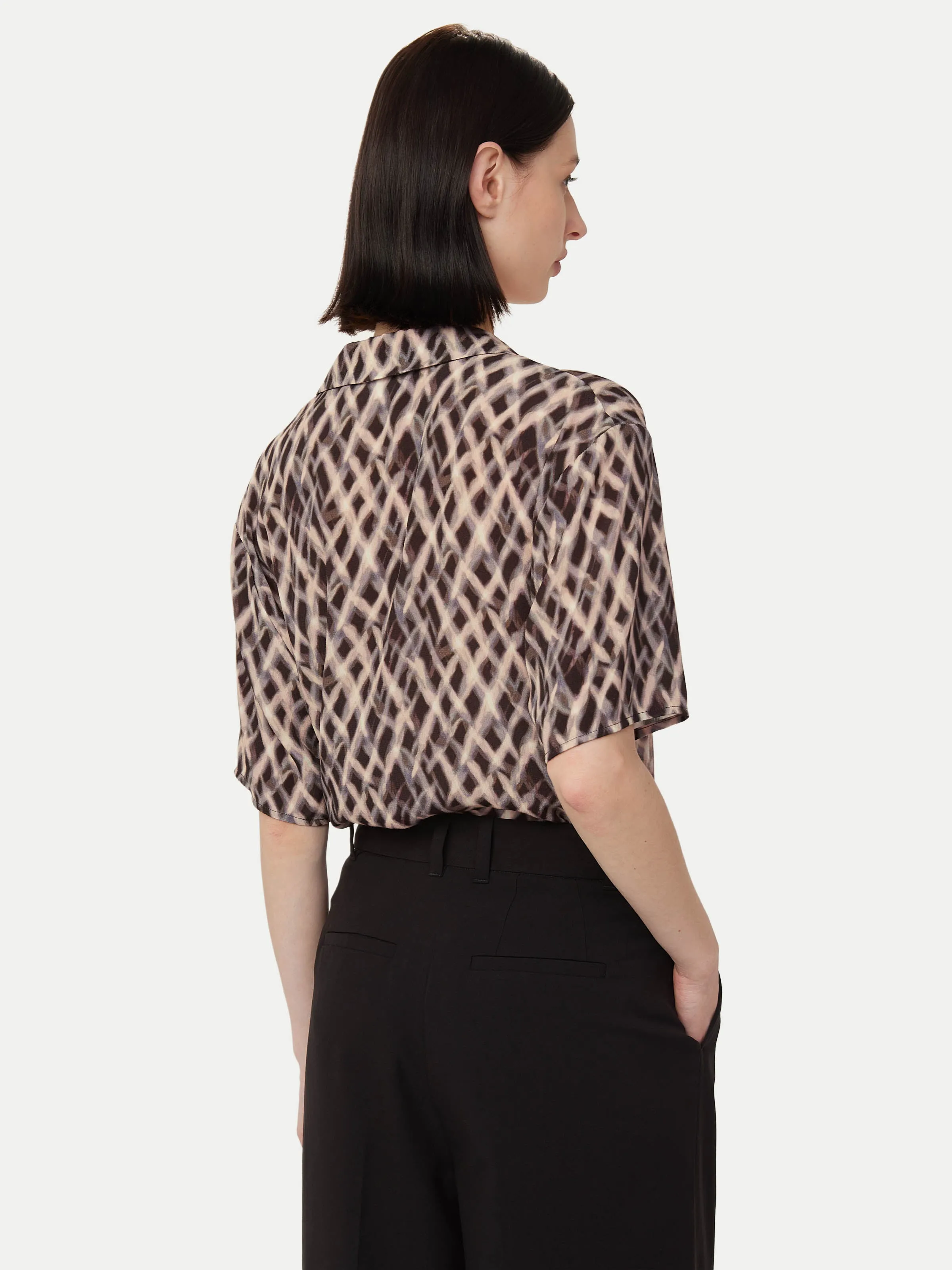 The Print Camp Collar Blouse in Dark Chocolate