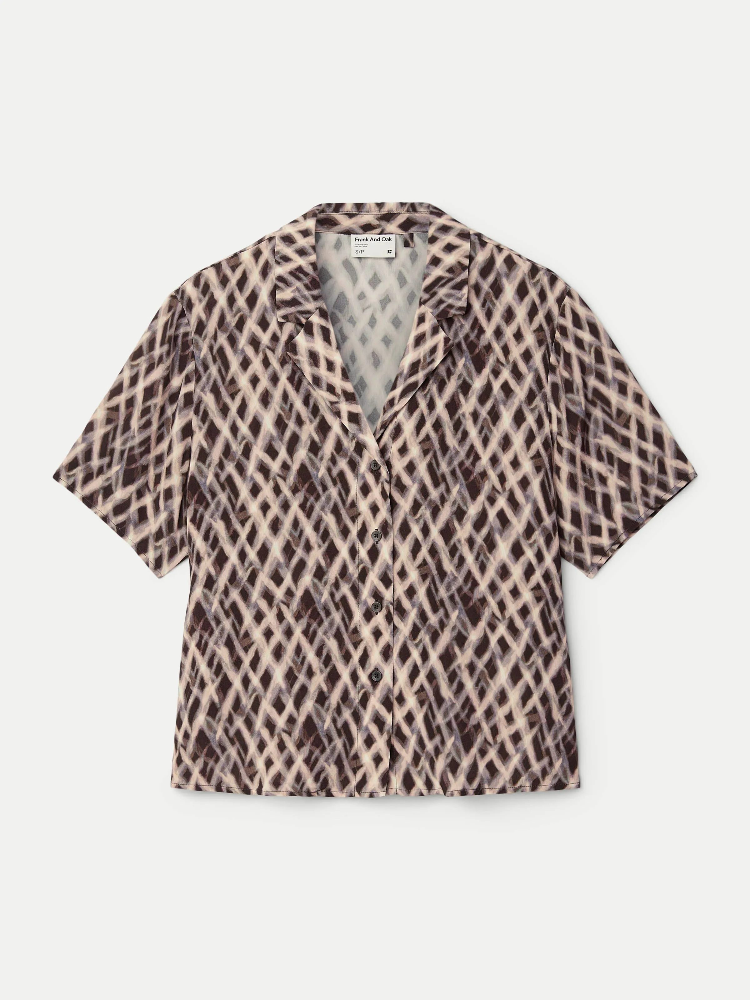 The Print Camp Collar Blouse in Dark Chocolate