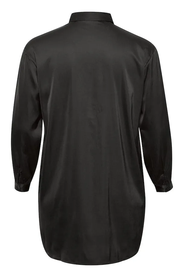 The Sasmilla Satin Shirt - Black - PLUS