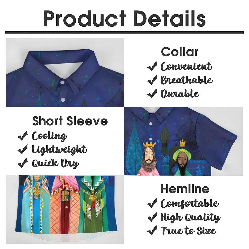 Three Kings Day Art Painting Chest Pocket Hawaiian Shirt 2411012280