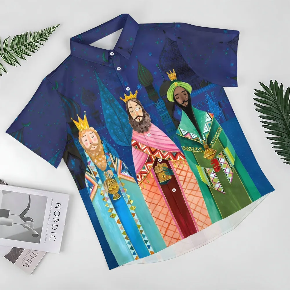 Three Kings Day Art Painting Chest Pocket Hawaiian Shirt 2411012280