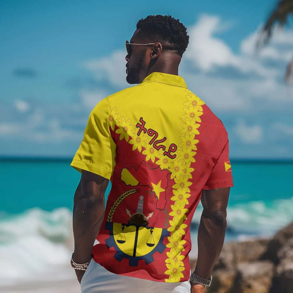 Tigray Ethiopia Hawaiian Shirt Tigray Seal With Flag Map - African Pattern LT15