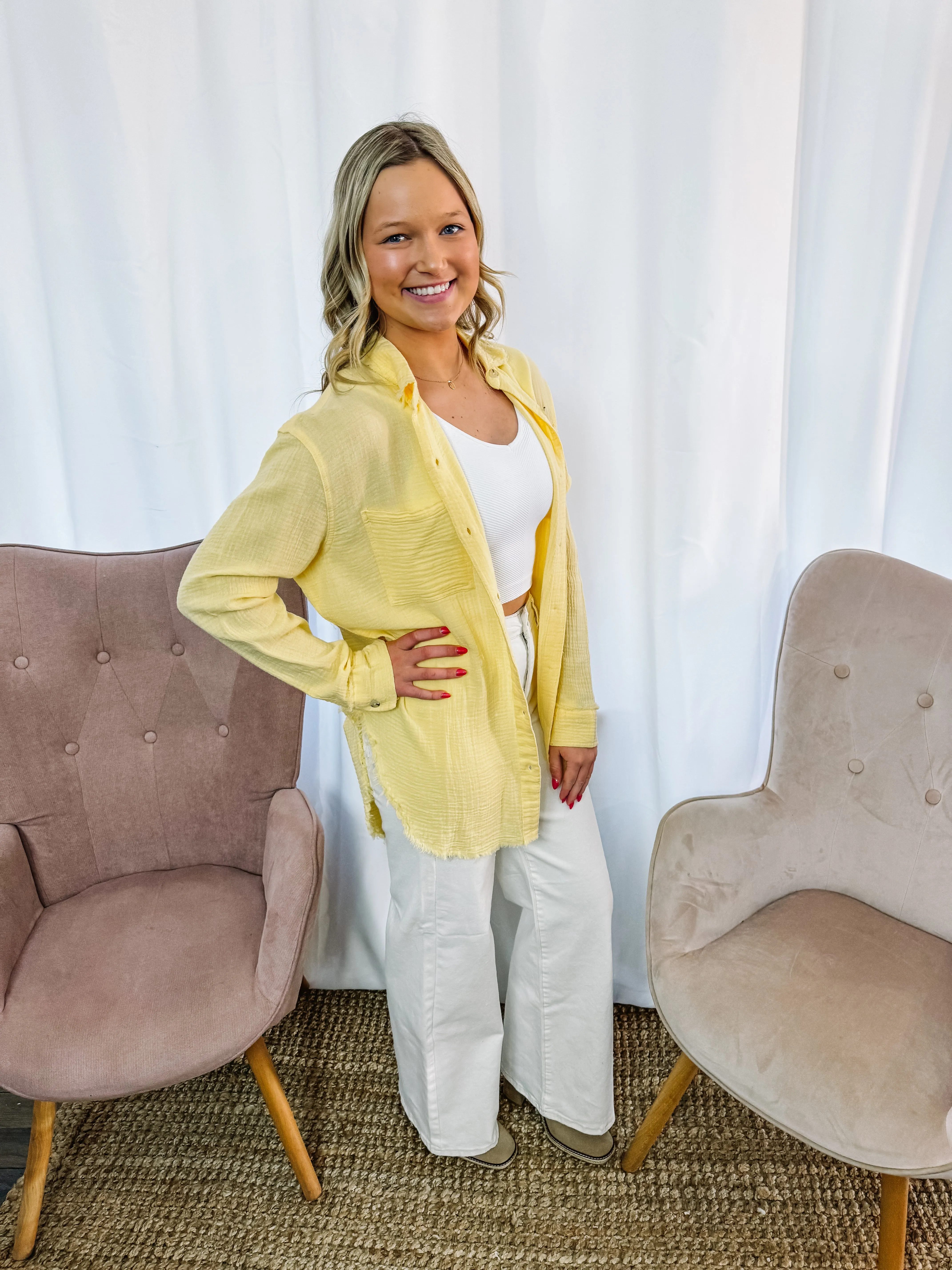 Tinsley- Soft Washed Crinkled Gauze Button Down Shirts