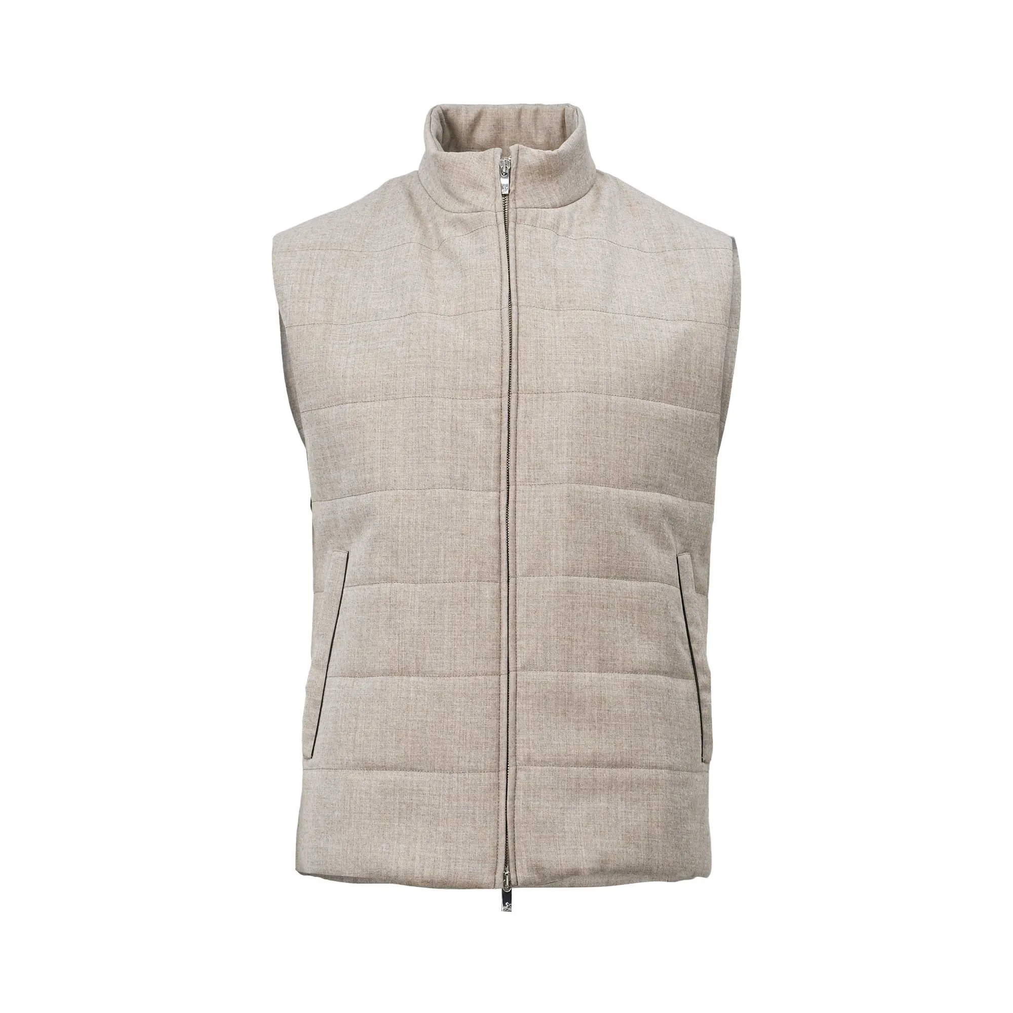 Tombolini Men's Beige Sleeveless  Quilted Vest
