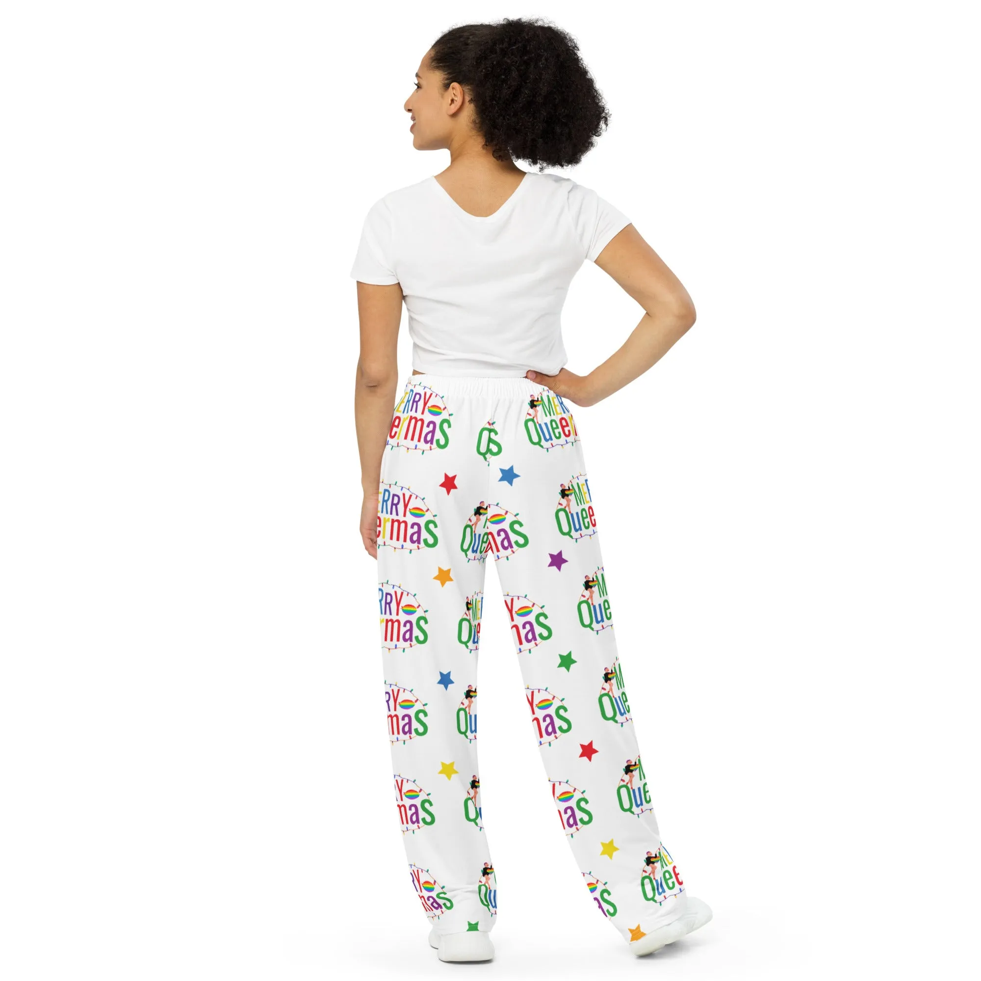 Unisex Christmas LGBTQ All Over Print Stretchy Fabric Wide Leg Pants