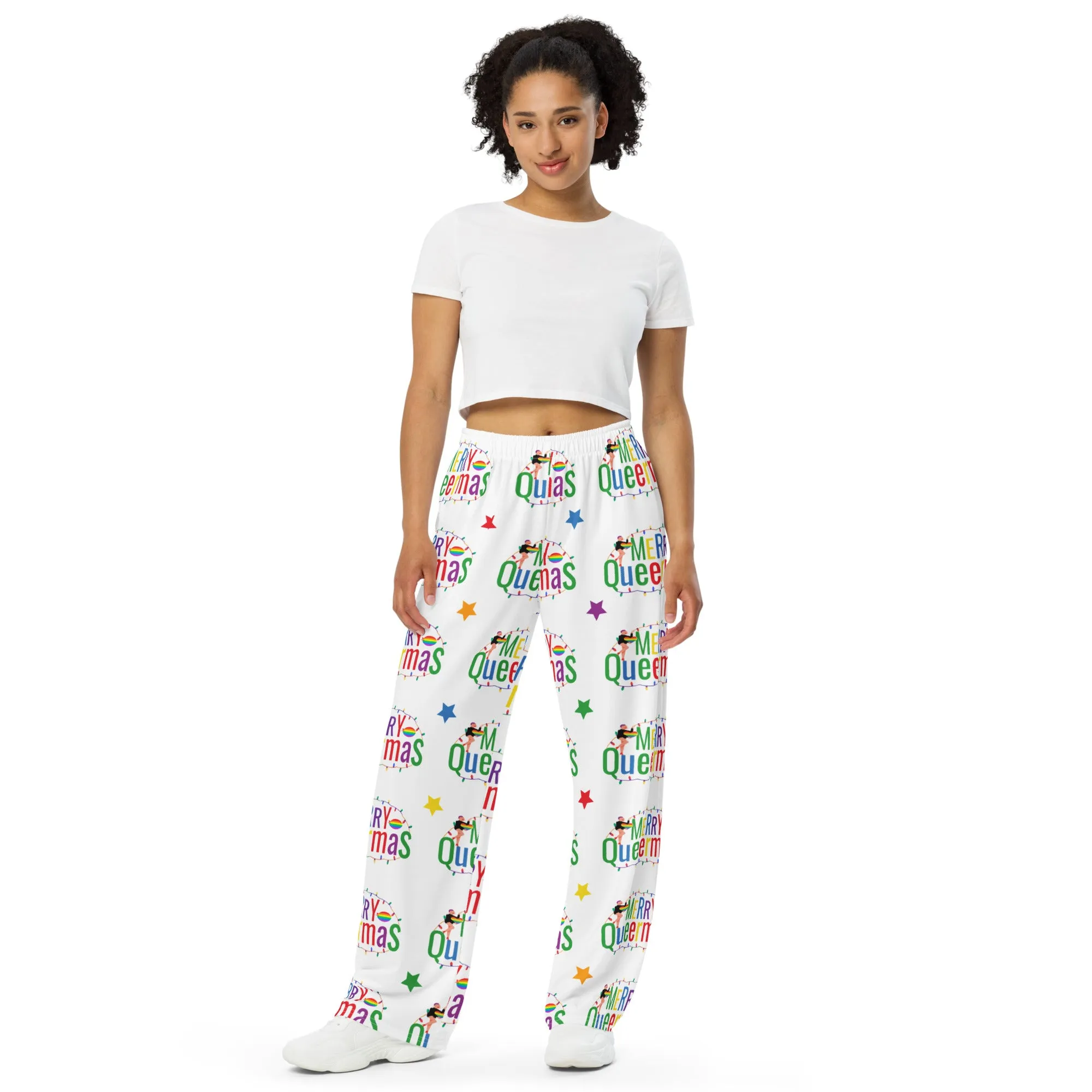 Unisex Christmas LGBTQ All Over Print Stretchy Fabric Wide Leg Pants