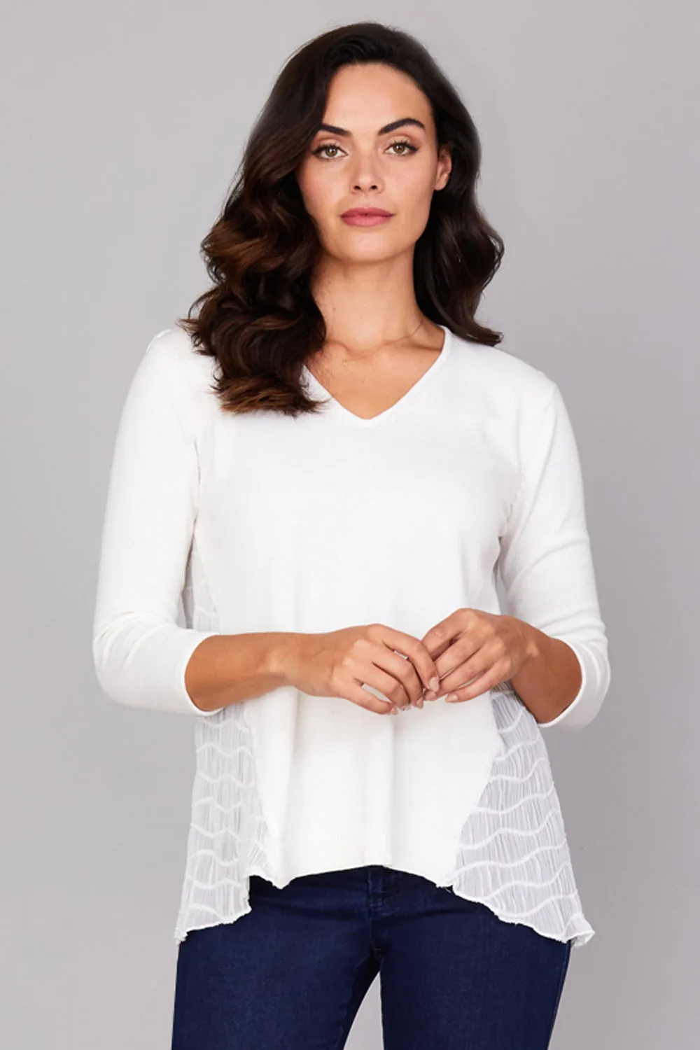 V Neck w/ Chiffon: FINAL SALE