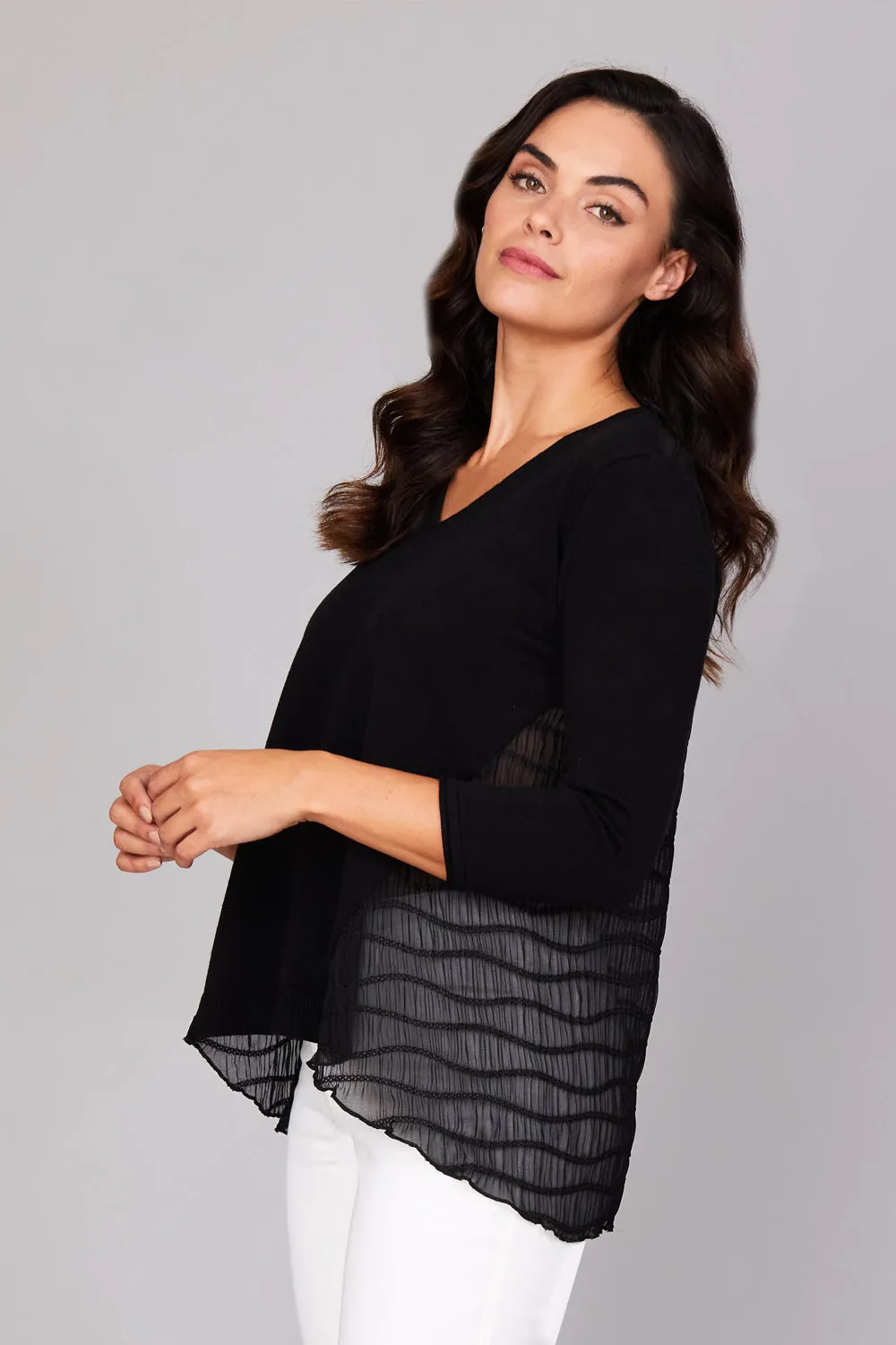 V Neck w/ Chiffon: FINAL SALE