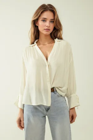 v-neck white light shirt with stripe details