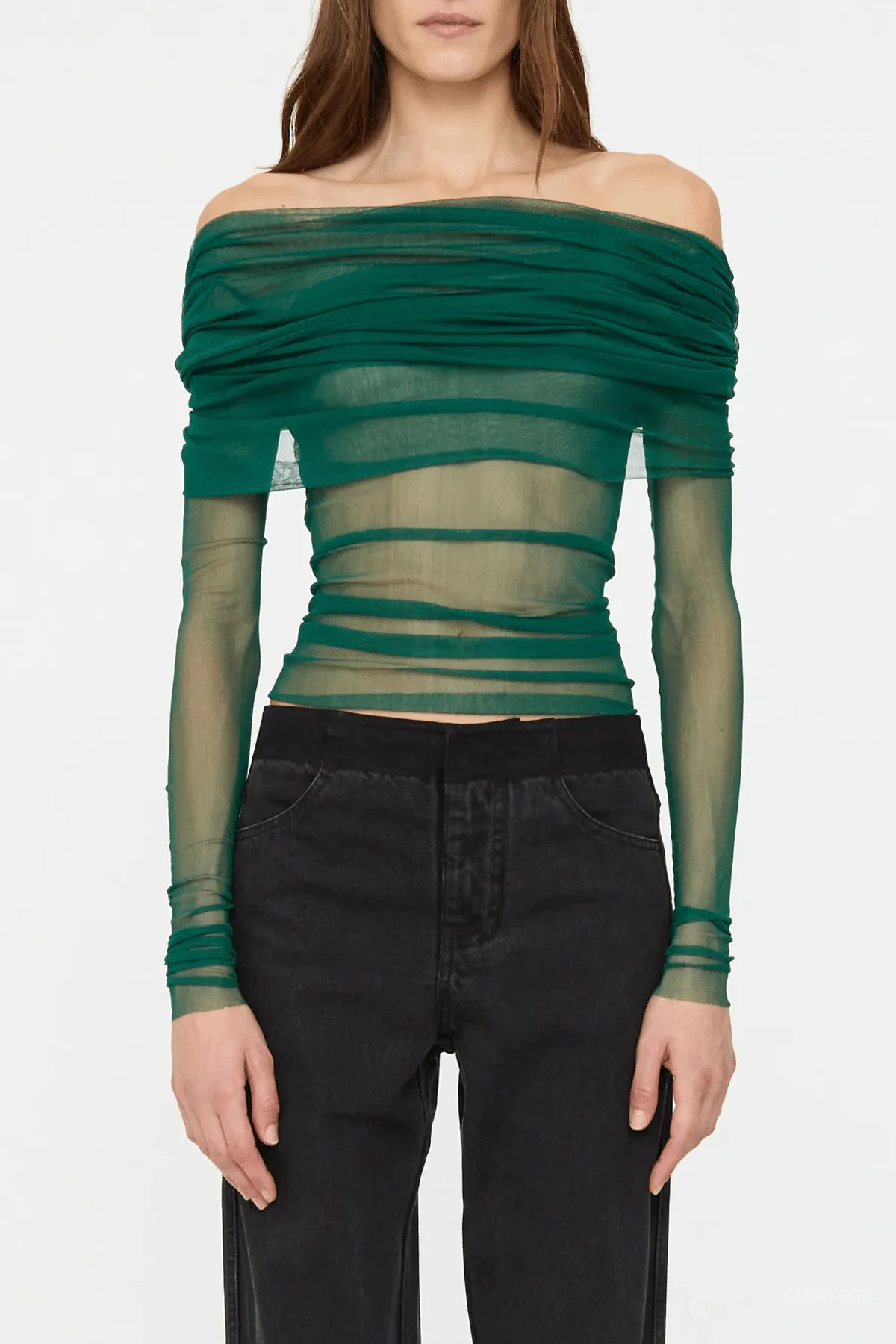 Veiled Top in Evergreen