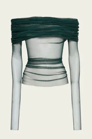 Veiled Top in Evergreen