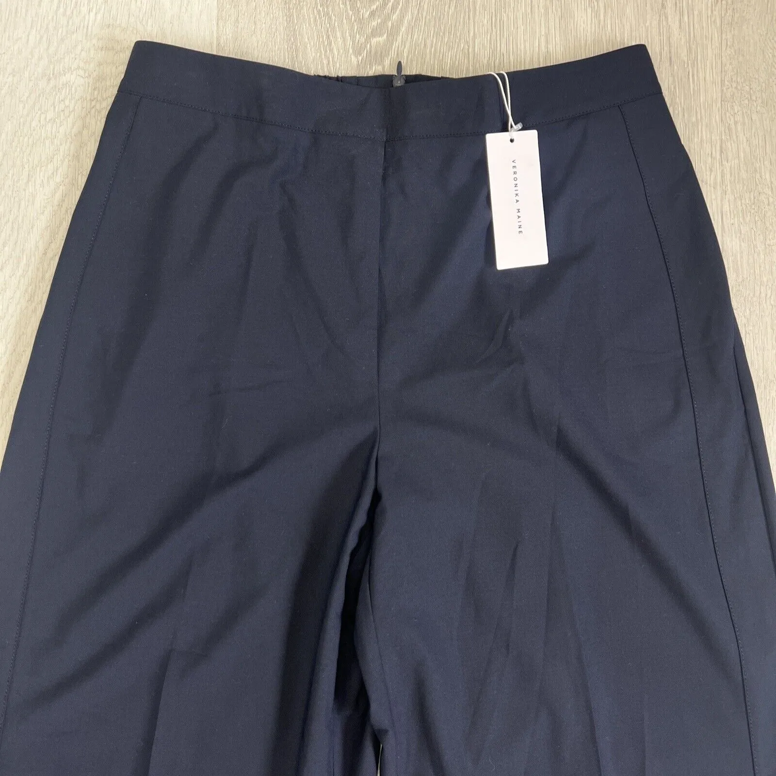 Veronika Maine Womens Navy Blue Suit Dress Pants Wide Leg Size 14 (New)