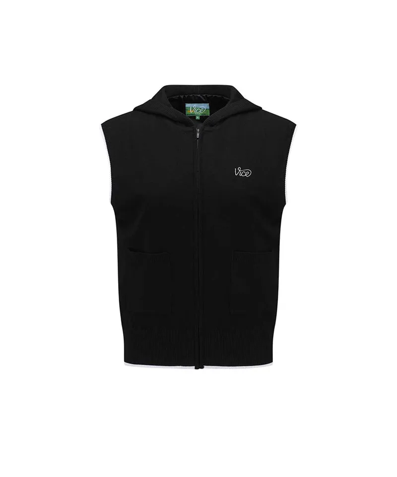 Vice Golf Atelier Women's Hoodie Windproof Knit Vest - Black