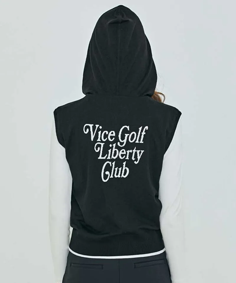 Vice Golf Atelier Women's Hoodie Windproof Knit Vest - Black