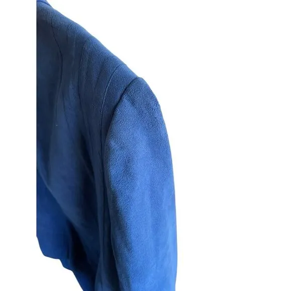 Vintage 80s Ultrasuede Blue Skirt Suit Matching Jacket Set Soft