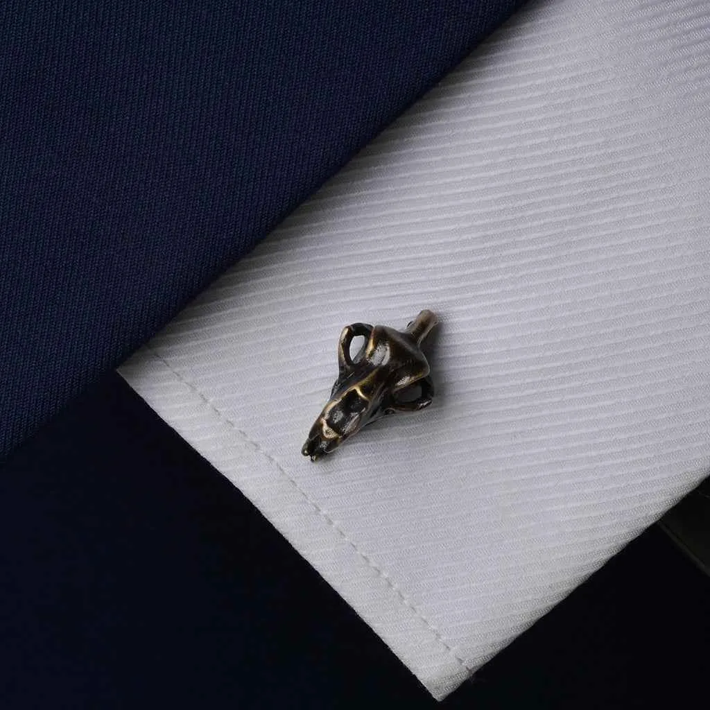 Vintage Bronze Dinosaur Skull Cufflinks for Men