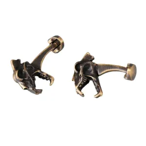 Vintage Bronze Dinosaur Skull Cufflinks for Men
