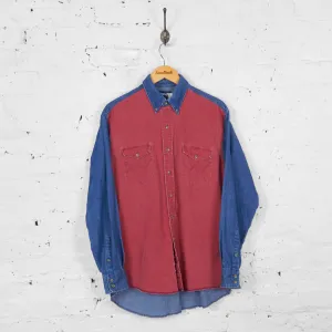 Vintage Colour Block Wrangler Shirt - Red/Blue - L