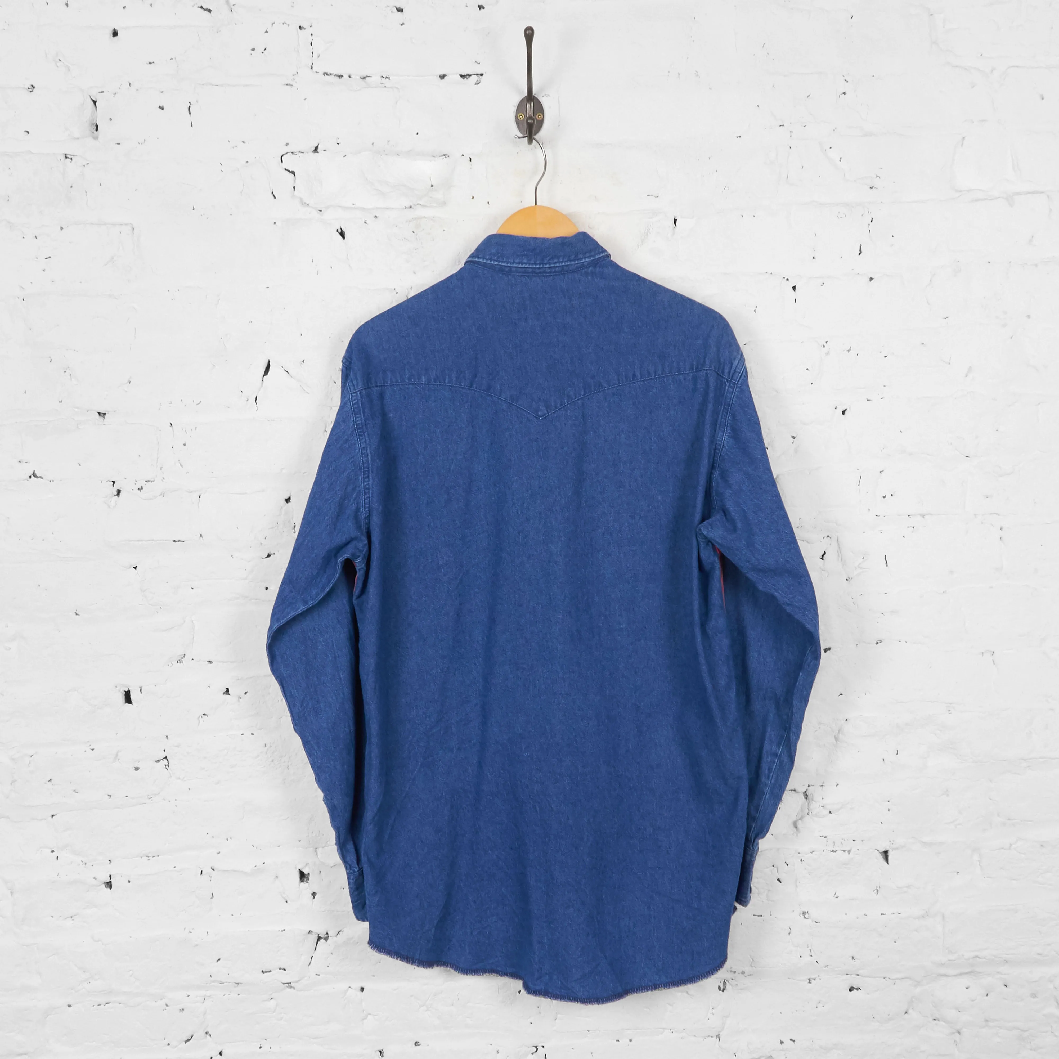 Vintage Colour Block Wrangler Shirt - Red/Blue - L