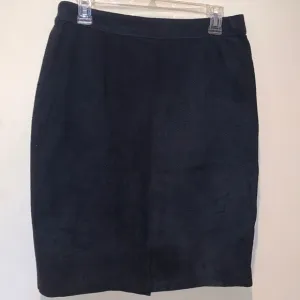 Vintage Genuine Leather Pencil Skirt Black Back Snaps Short Labeled Size 13/14