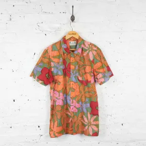 Vintage Hawaiian Floral Shirt - Orange - M