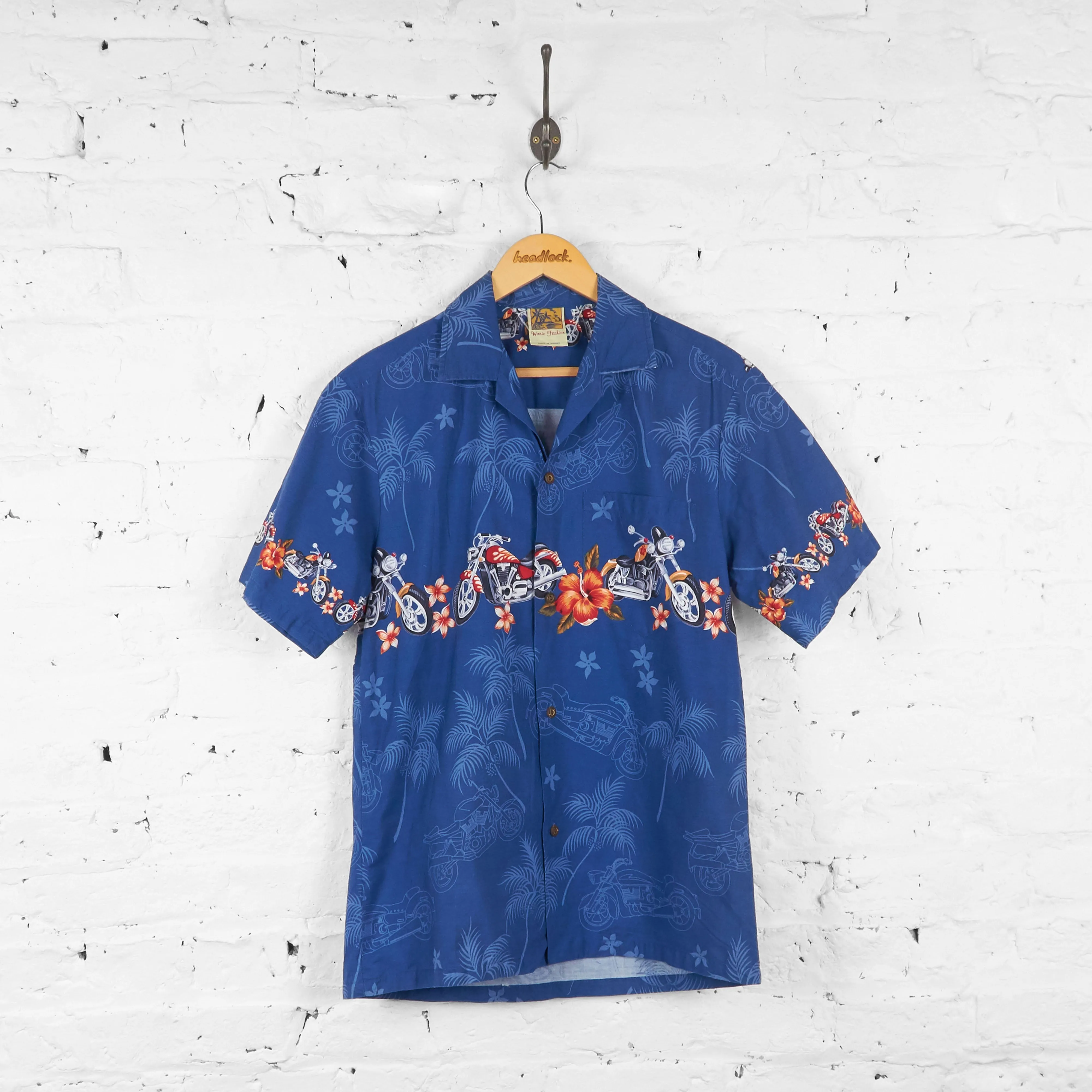 Vintage Hawaiian Motorbike Shirt - Blue - M