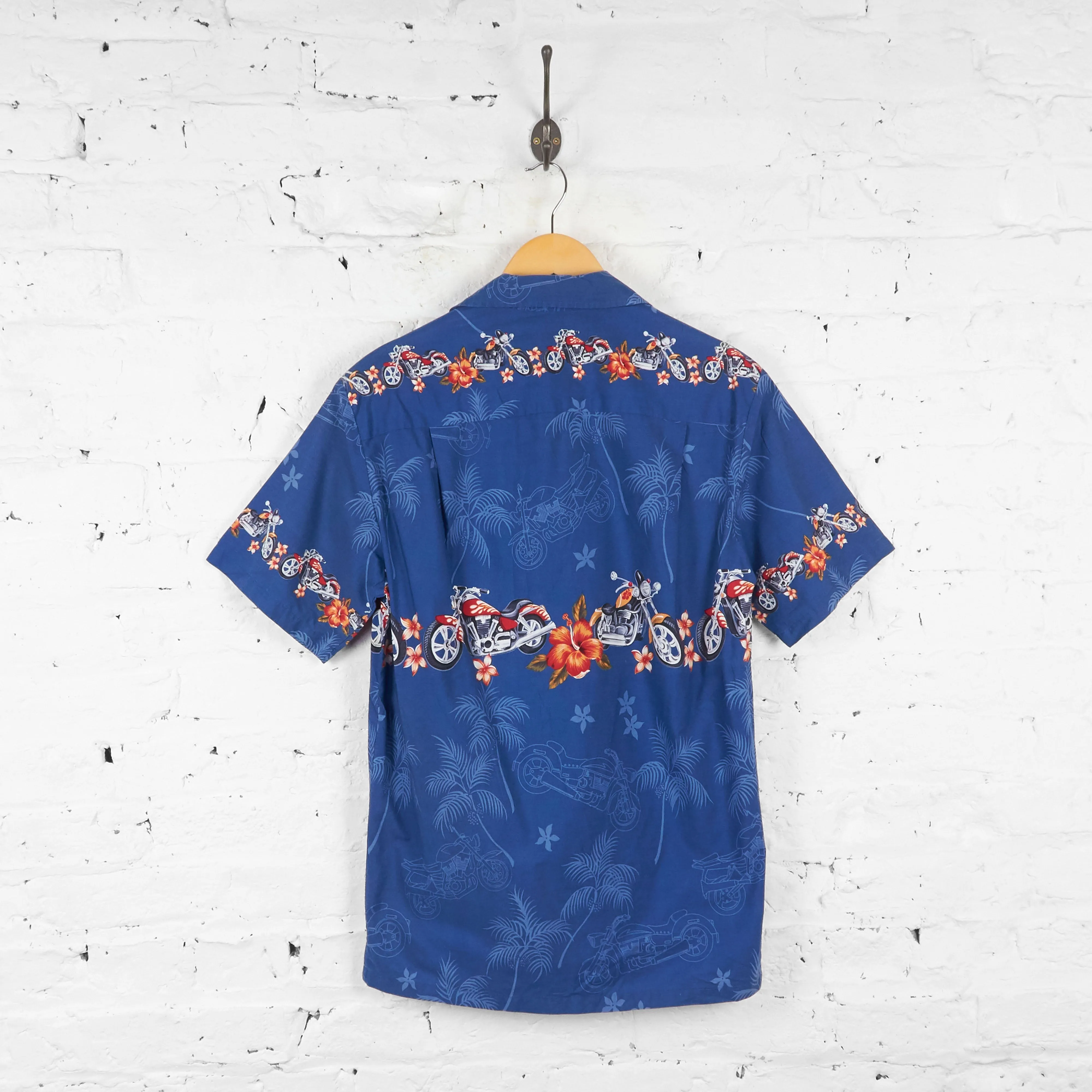 Vintage Hawaiian Motorbike Shirt - Blue - M