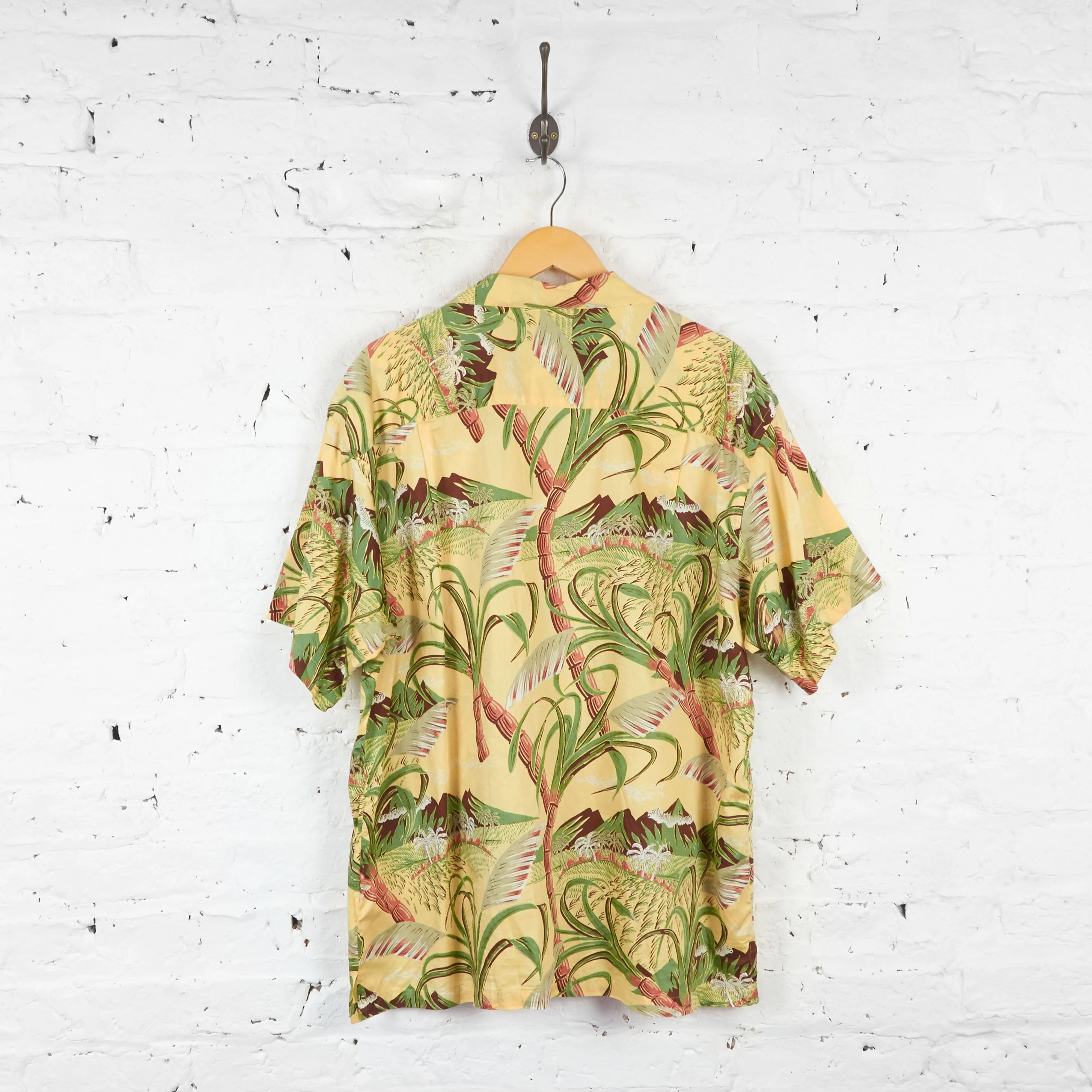 Vintage Hawaiian Palm Tree Shirt - Yellow - L