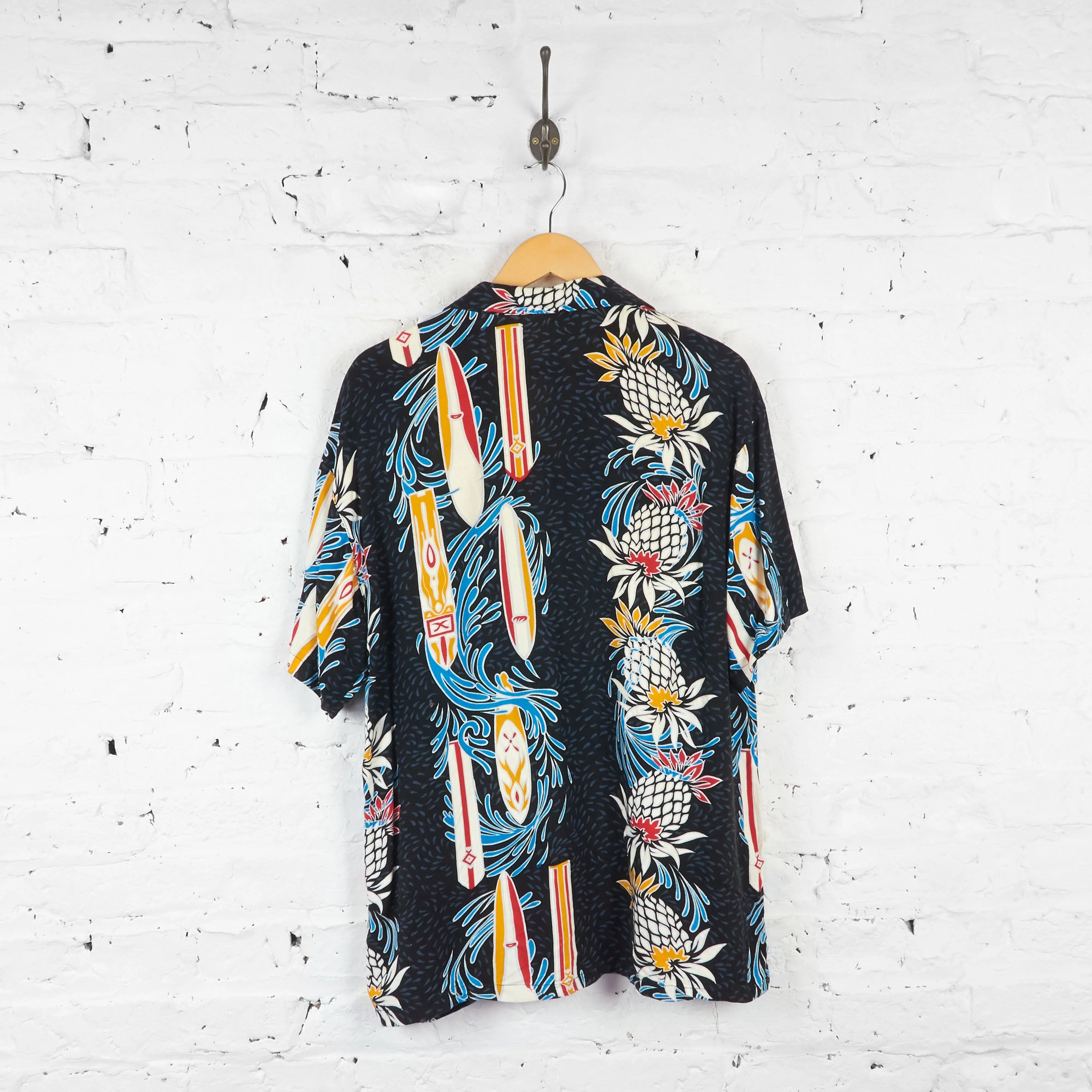 Vintage Hawaiian Pineapple Shirt - Black - M