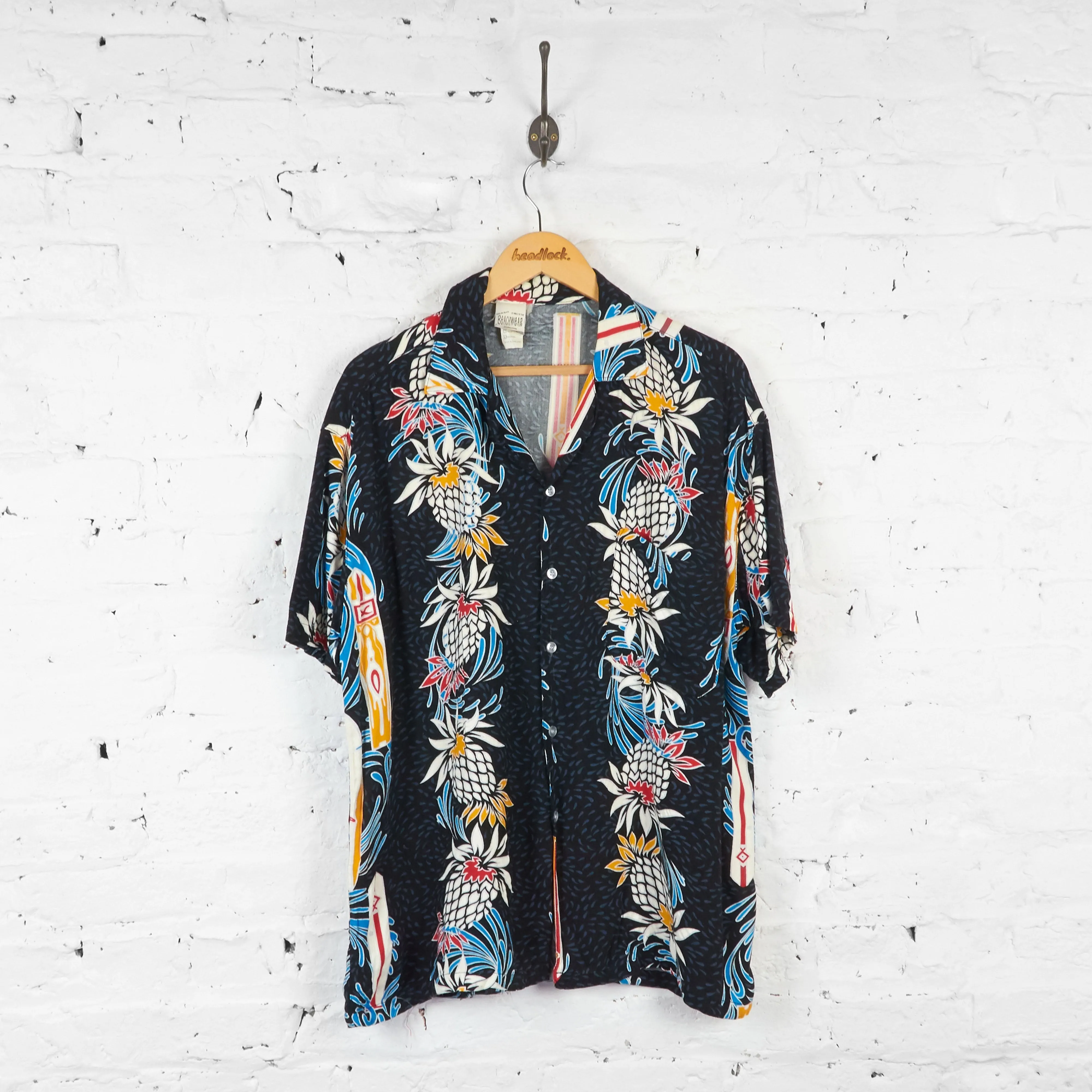 Vintage Hawaiian Pineapple Shirt - Black - M