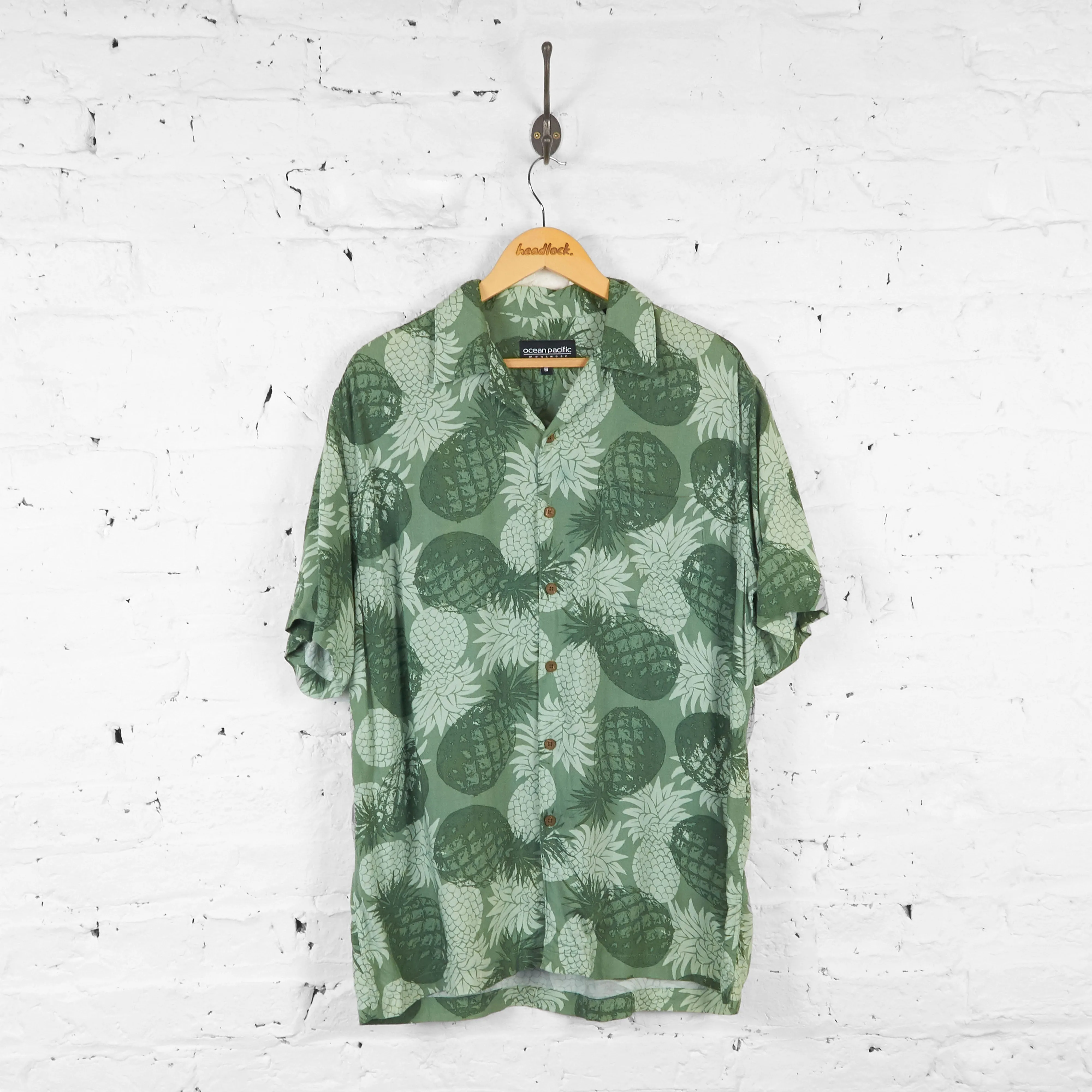 Vintage Hawaiian Pineapple Shirt - Green - M