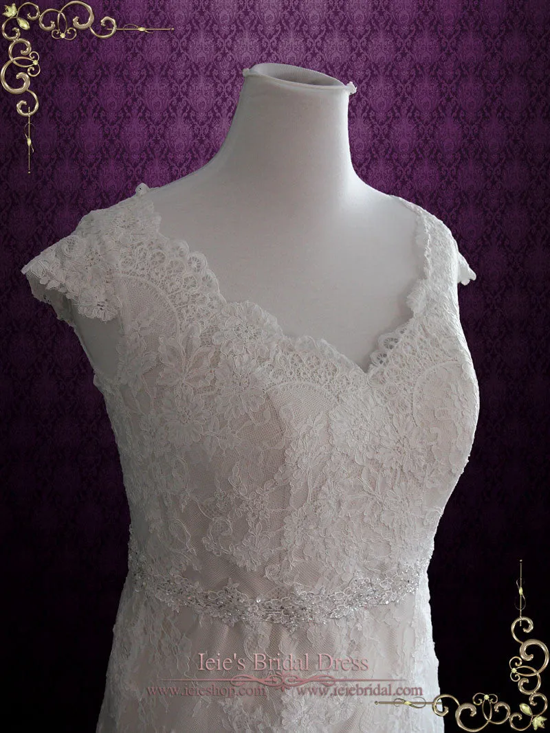 Vintage Style Lace Wedding Dress with Cap Sleeves COURTNEY