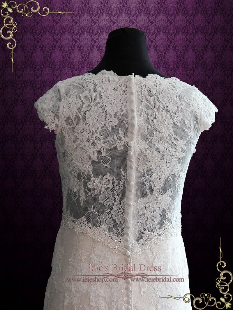 Vintage Style Lace Wedding Dress with Cap Sleeves COURTNEY