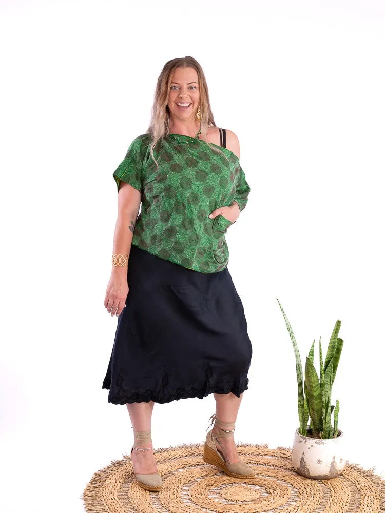 Wannabegeisha silk reversible top lime green