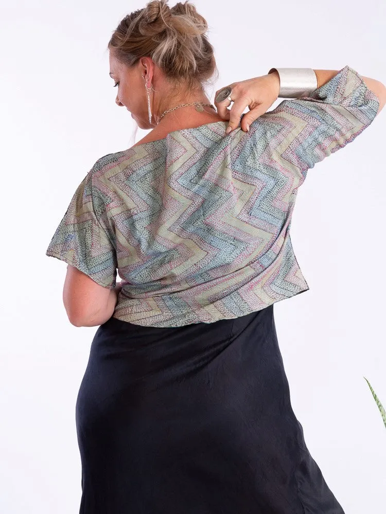 Wannabegeisha silk reversible top oceans ziggy
