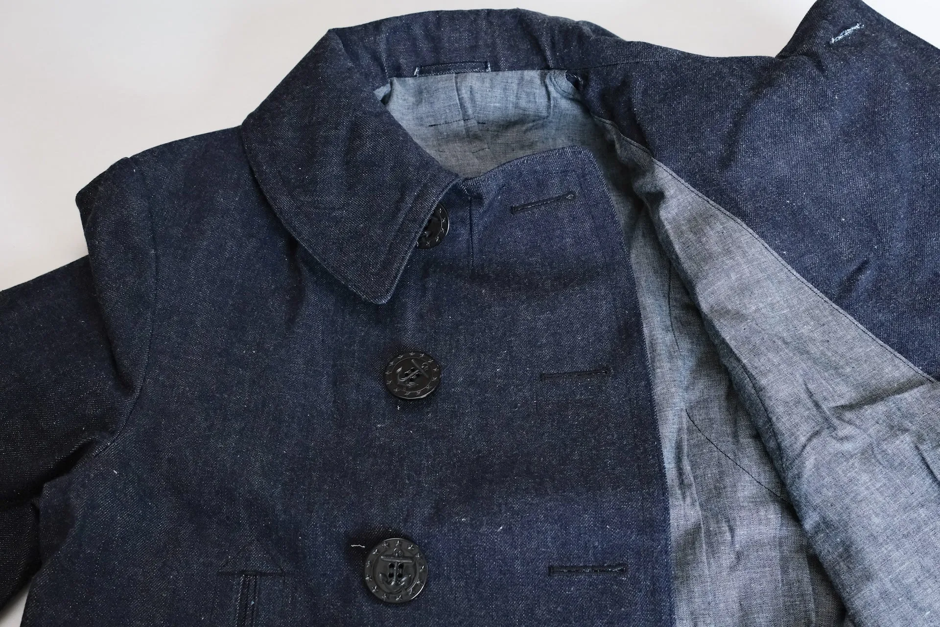 Warehouse Indigo Dyed Denim "WWI Style 13 Stars" Pea Coat