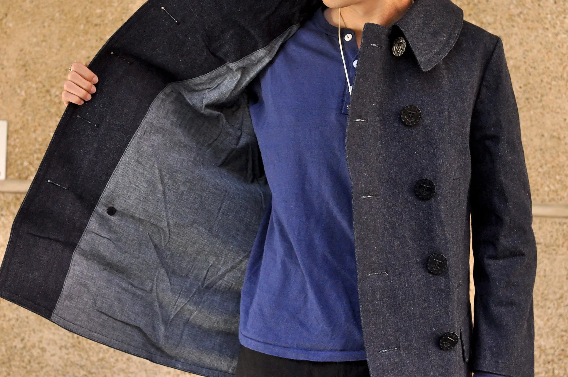 Warehouse Indigo Dyed Denim "WWI Style 13 Stars" Pea Coat