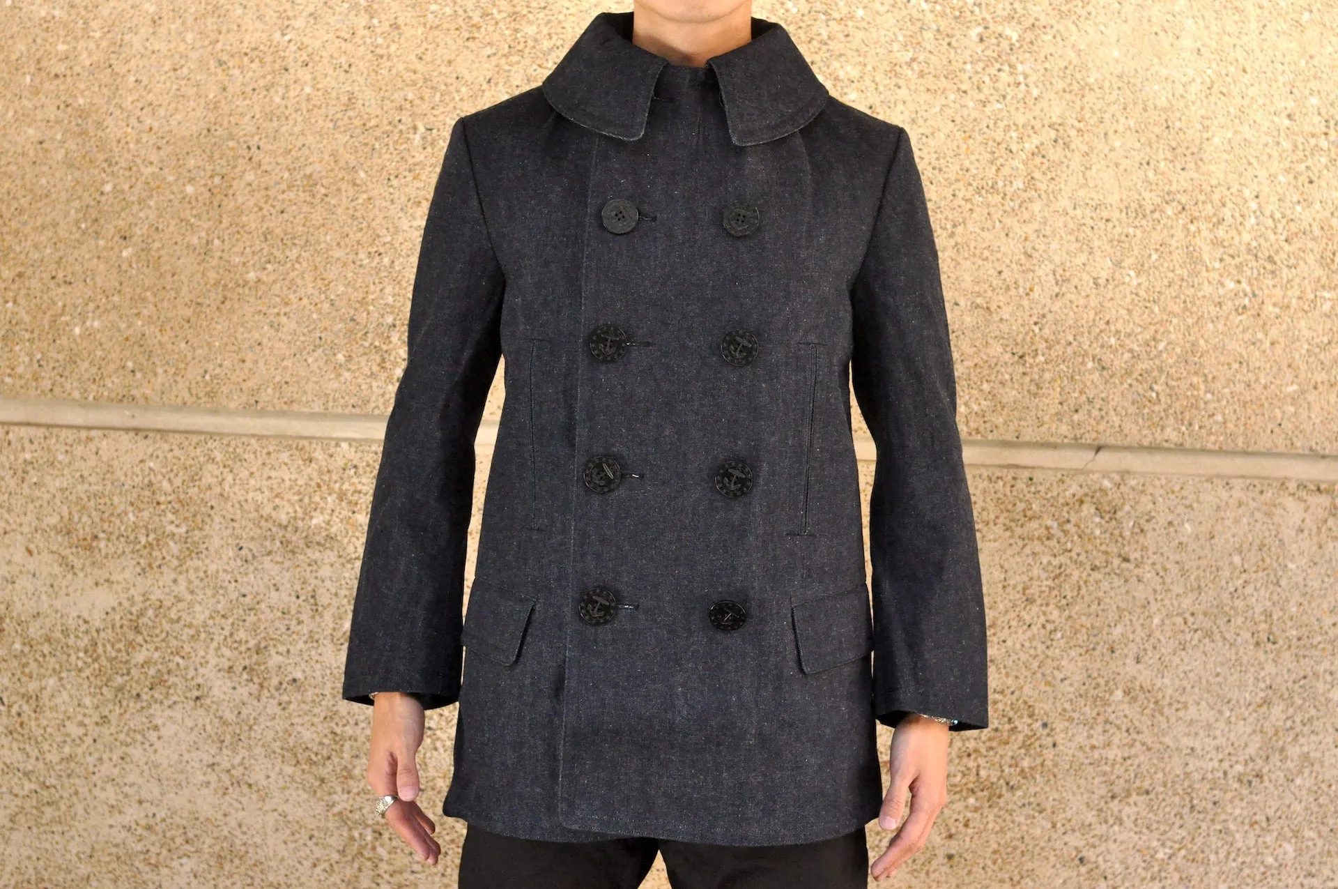 Warehouse Indigo Dyed Denim "WWI Style 13 Stars" Pea Coat